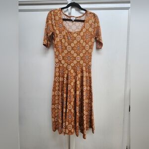 Floral TanOrangeSunKissedBrown LuLaRoe SMALL Dress